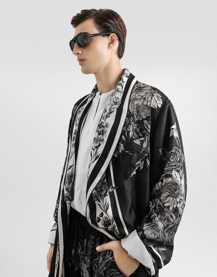 Dolce & Gabbana Flower bouquet-print jacquard twill robe Dolce & Gabbana Flower bouquet-print jacquard twill robe Multicolor G031TTHI12H