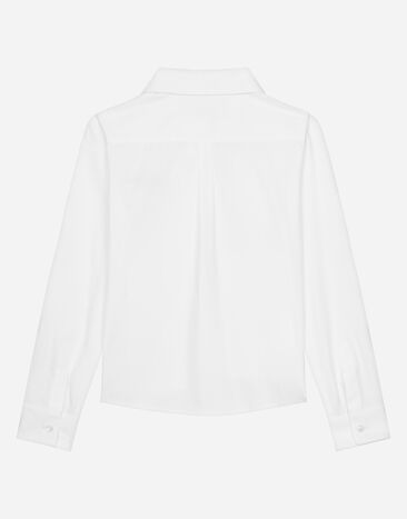Dolce & Gabbana Bluse aus Popeline mit Tulpen und Dolce&Gabbana-Logo Weiss L56S14FU5WJ
