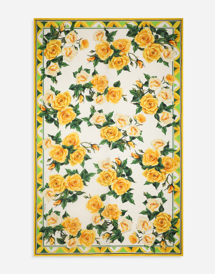 Dolce & Gabbana Pareo 110 x 190 aus Baumwolle Gelbe-Rosen-Print Drucken O4A16JII7AT