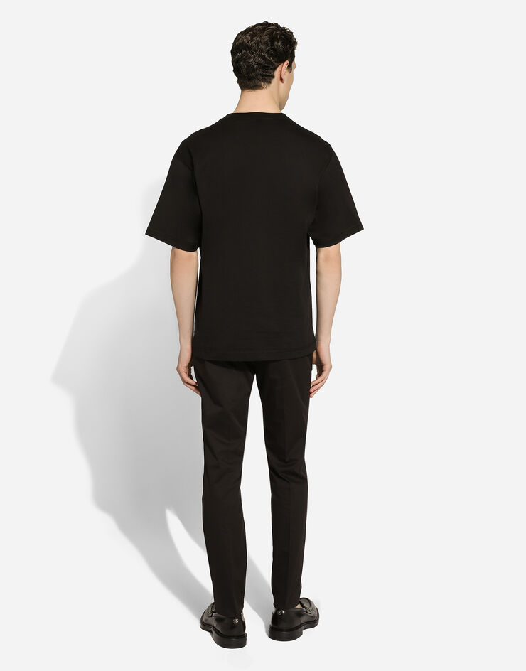 Dolce & Gabbana T-shirt en coton avec broderie logo Noir G8PN9ZG7NYE