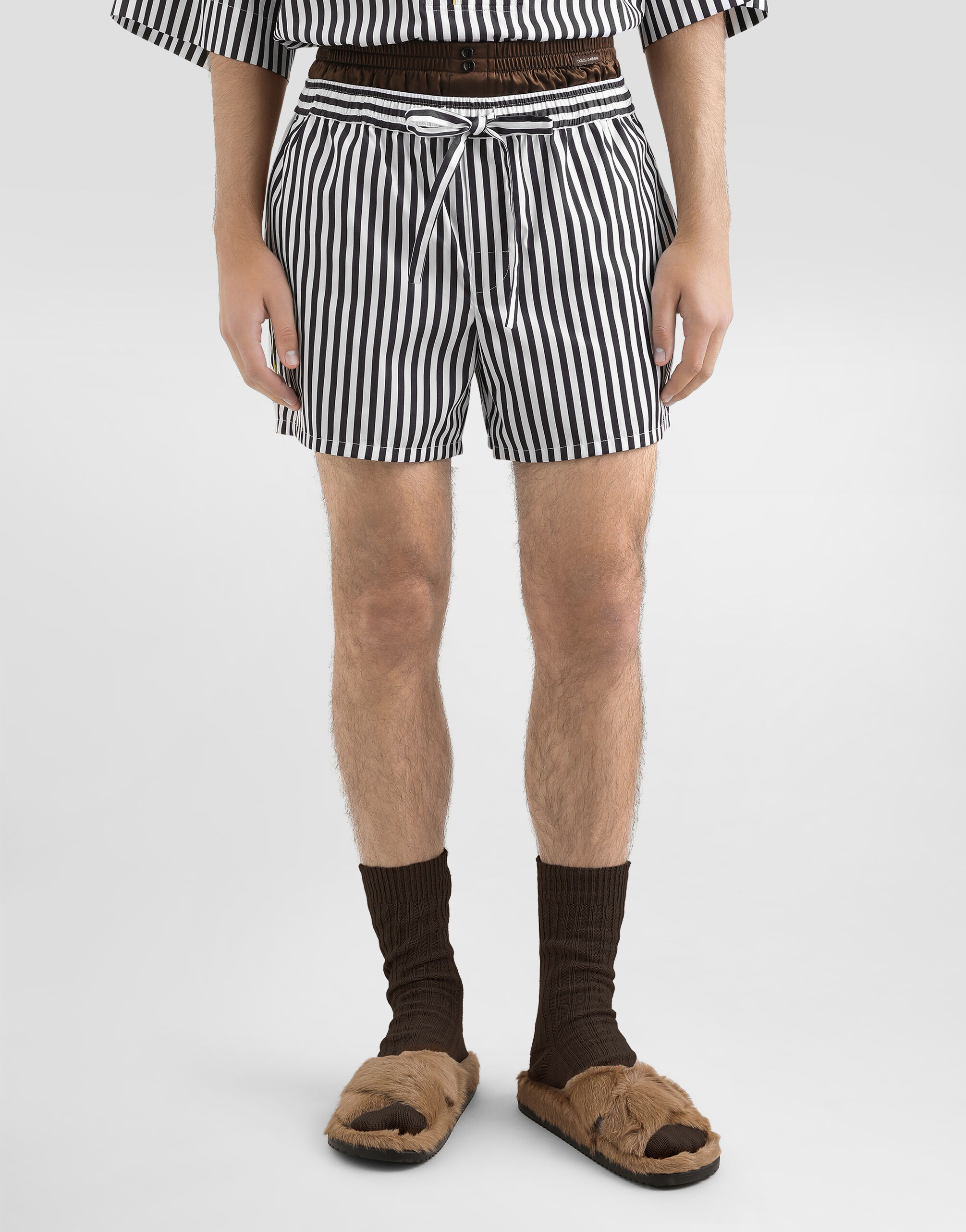 Striped poplin bermuda shorts - thumbnail 4