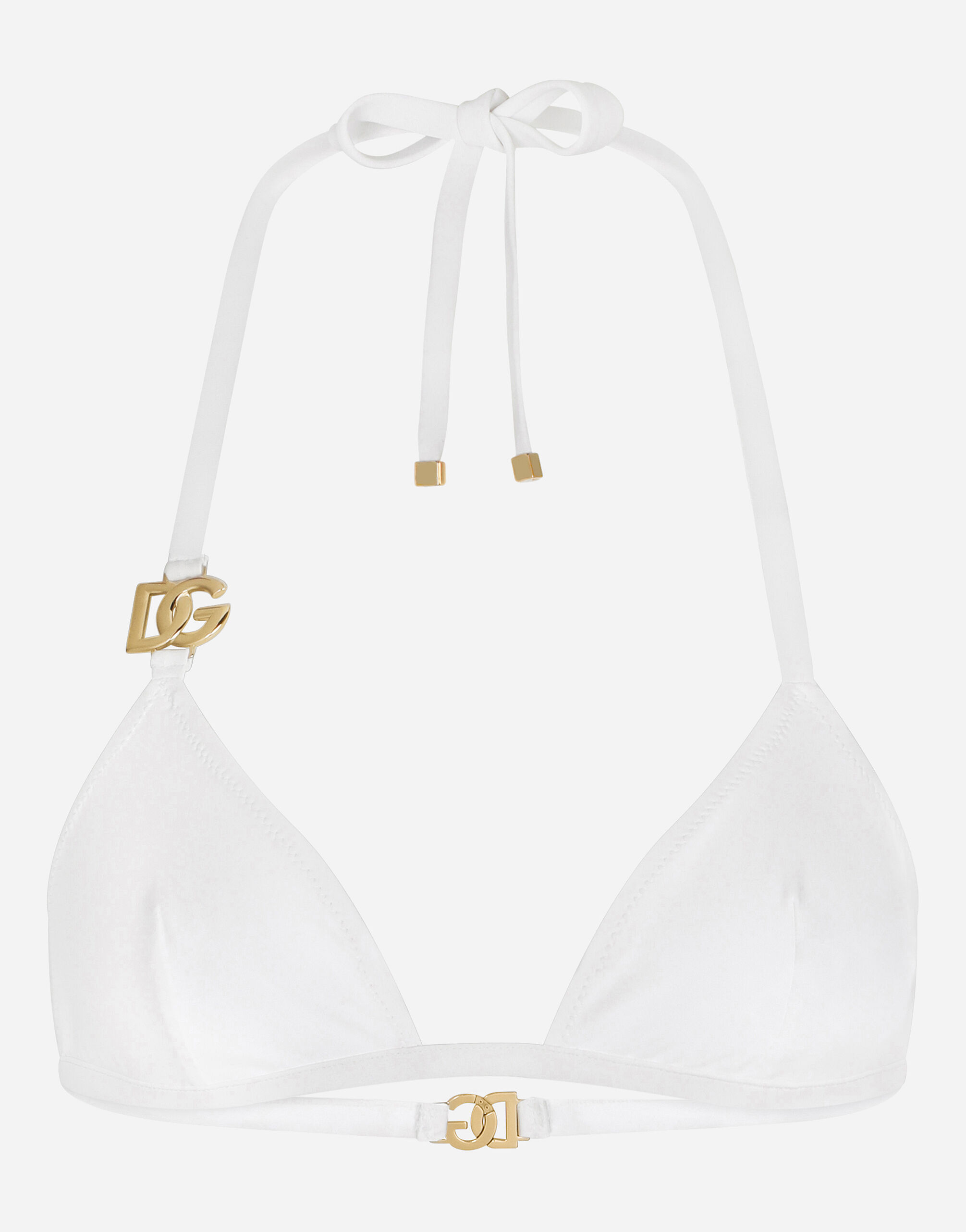 ビキニ Dolce & Gabbana Reggiseno Mare A Triangolo Reggiseno a triangolo da mare con logo DG in Bianco da Donna