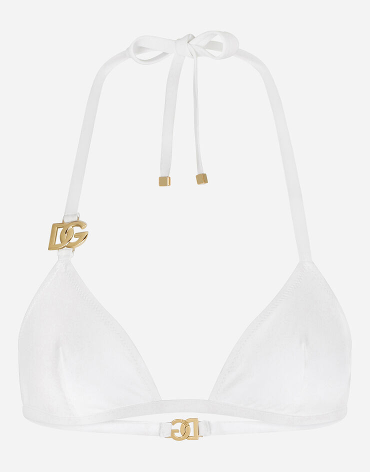 Dolce & Gabbana Sujetador de bikini de triángulo con logotipo DG Blanco O1A32JFUGA2
