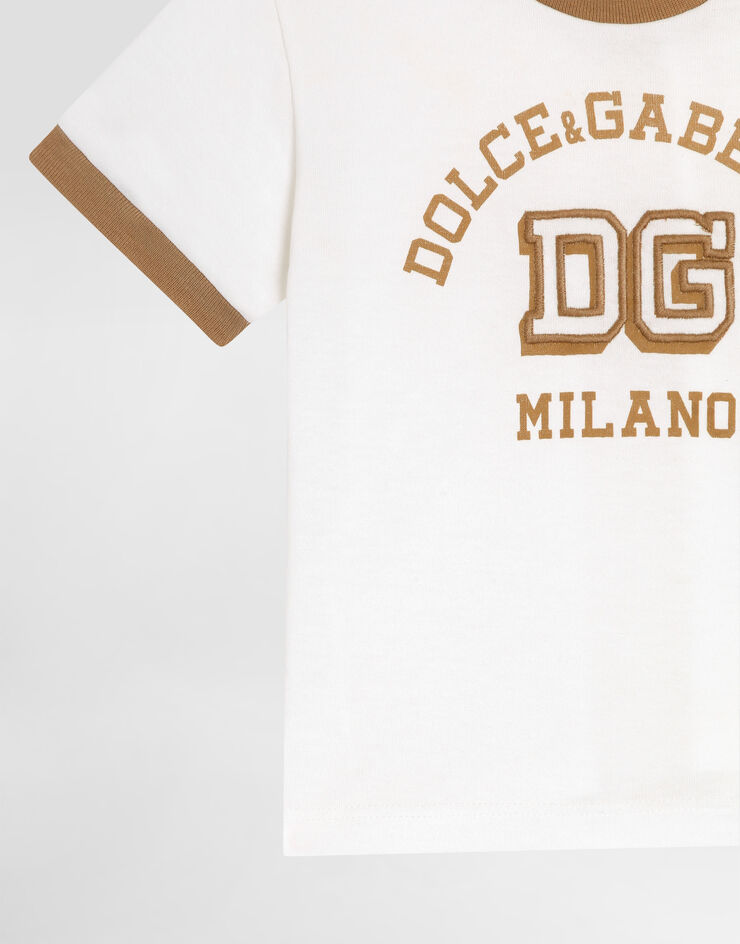 Dolce & Gabbana Jersey t-shirt with print and embroidery White L1JTJPG7PRH