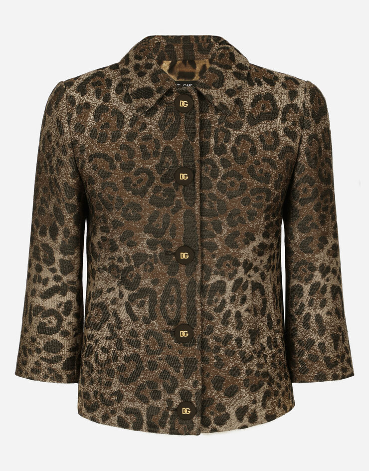 Dolce&Gabbana Wool jacquard Gabbana jacket with leopard design Multicolor F26V4TFJ3D9