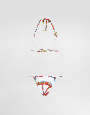Dolce & Gabbana Carretto-print triangle bikini Multicolor O8B76JON0IE
