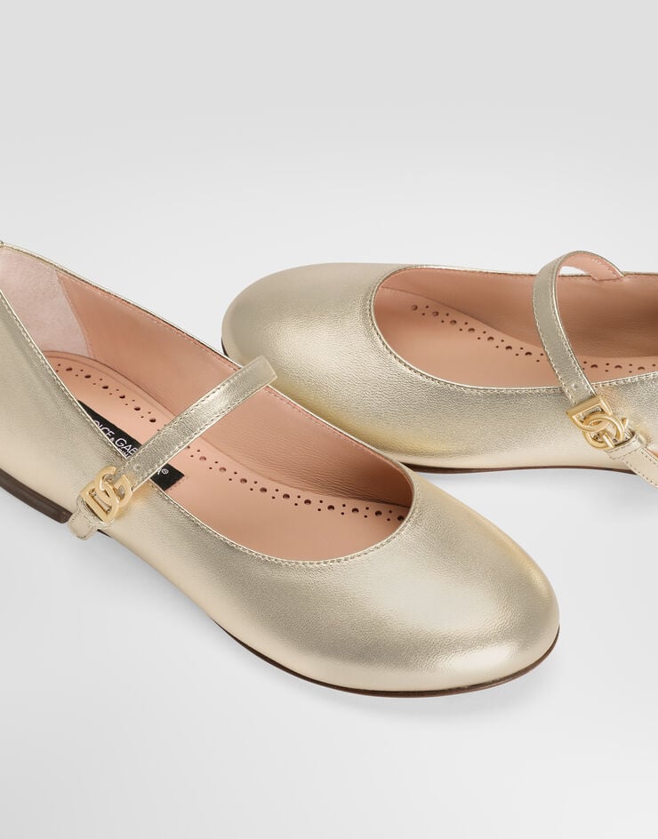 Dolce & Gabbana Laminated nappa leather ballet flats Grey D11274AJ133