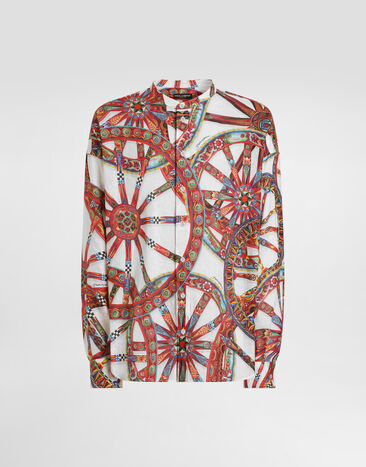 Dolce & Gabbana Carretto-print linen shirt Multicolor G5OS1TFS4H2