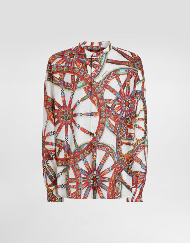 Dolce & Gabbana Carretto-print linen shirt Multicolor G5OS1TFS4H2