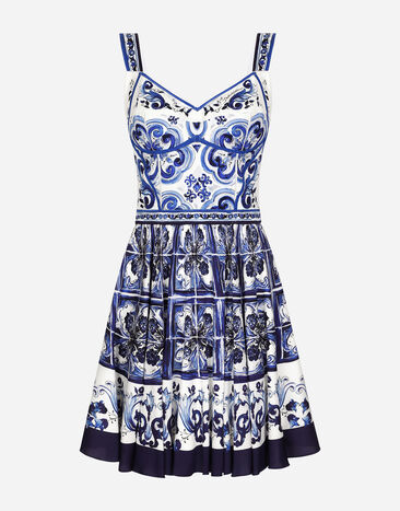 Dolce & Gabbana Kurzes kleid majolika-print Mehrfarbig F6VK2THPADW