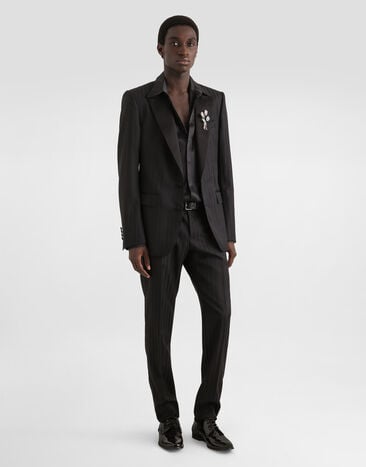 Dolce & Gabbana Wool pekin jacquard trousers Black GYA5MTFR226