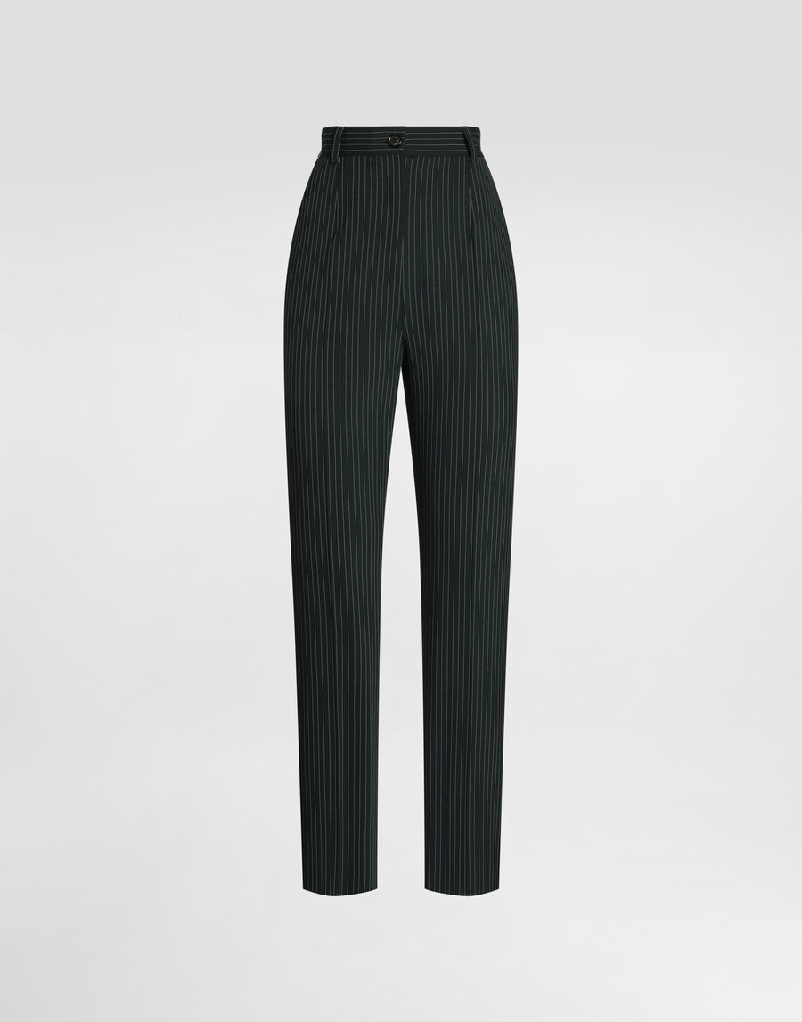 Pinstripe wool trousers