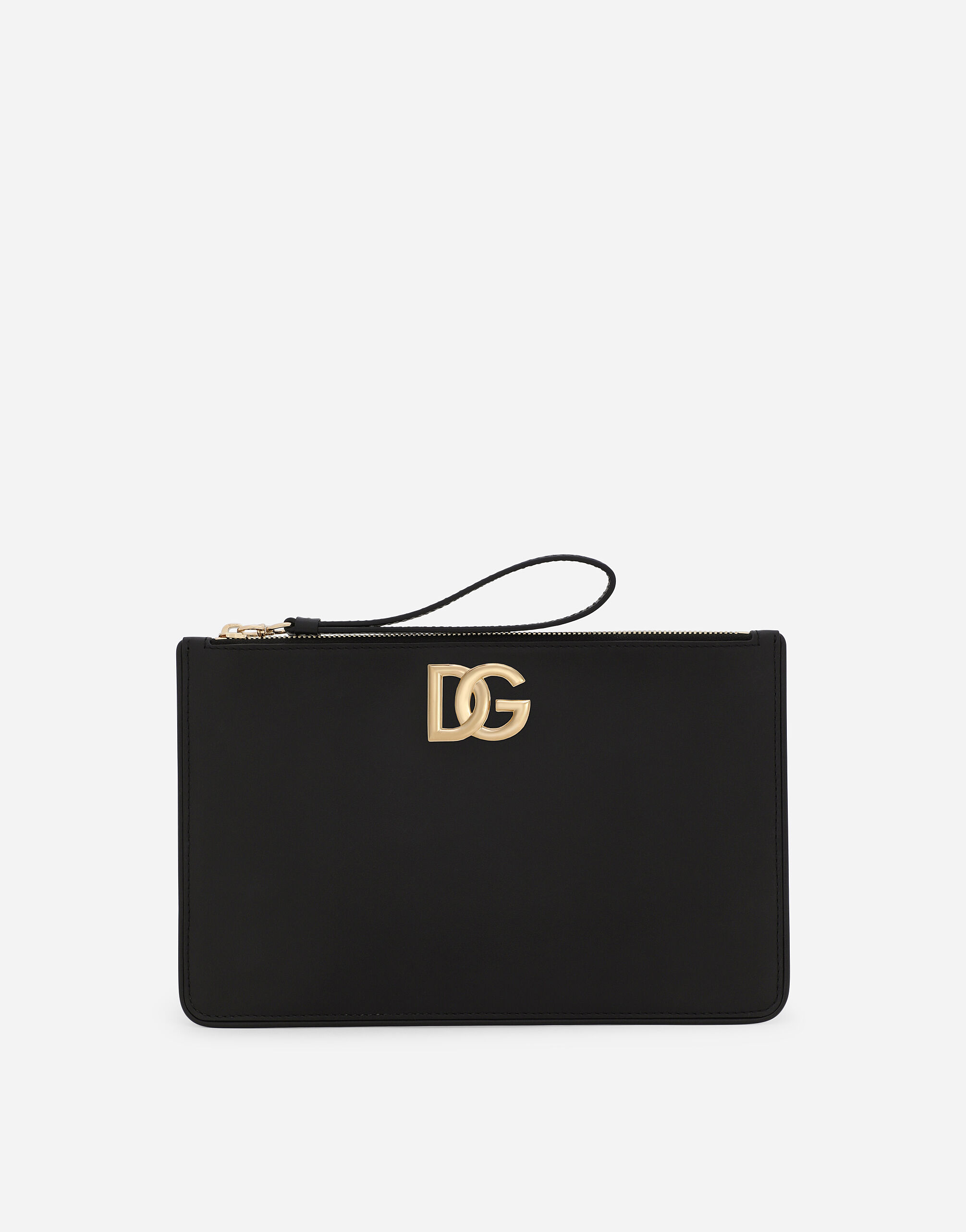 Calfskin clutch with DG logo in Black for Dolce Gabbana US