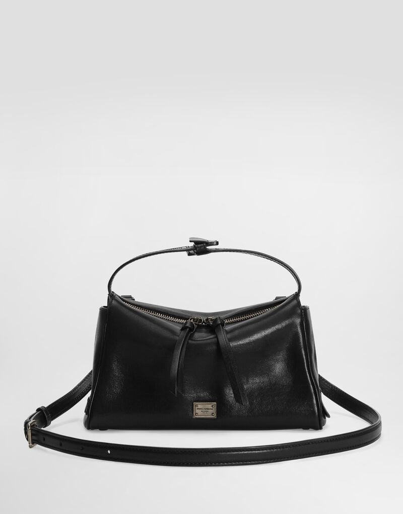 Vittoria Tempesta Calfskin Shoulder Bag Black