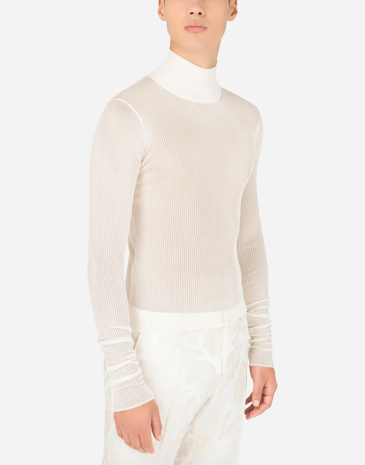 Dolce & Gabbana Ribbed viscose turtle-neck sweater White GXI53TJAIFK