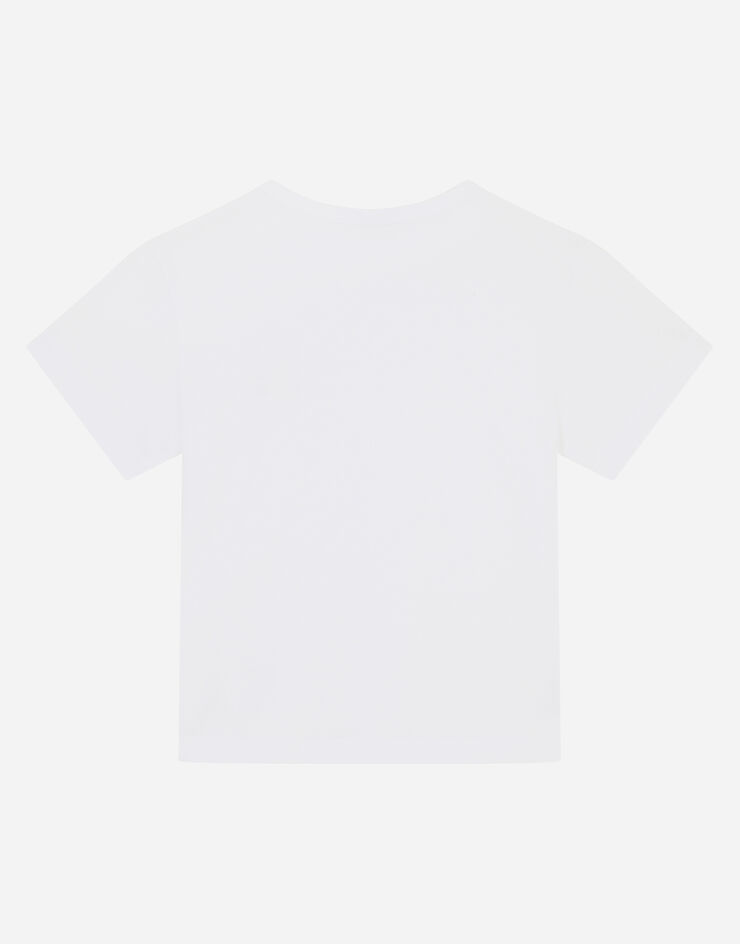 Dolce & Gabbana T-shirt in jersey con placca logo Bianco L4JT7TG7OLK