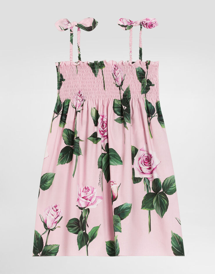 Dolce & Gabbana Robe en popeline à imprimé roses Imprimé L54DE0HS5S7