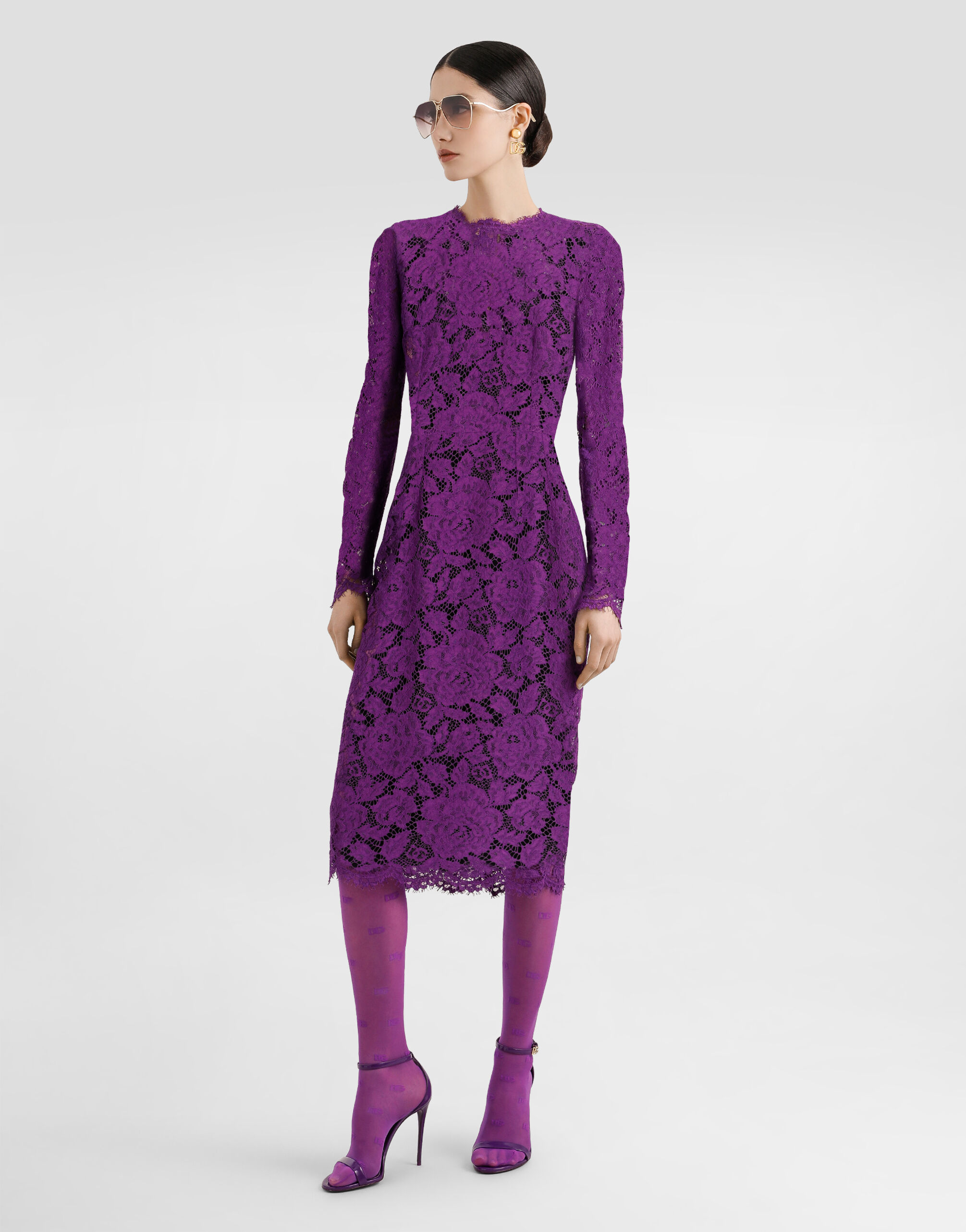 Dolce & Gabbana PURPLE WOOL TROUSERS WITH CREASE パンツ 上質 Stretch wool twill pants with wide leg in Black for Men