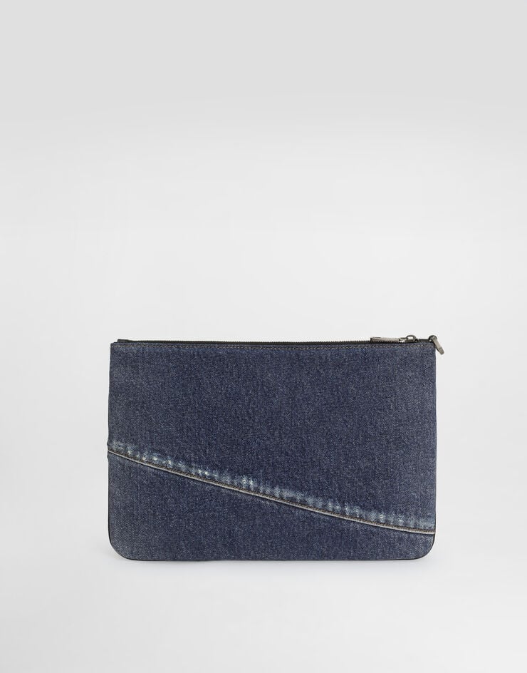 Dolce & Gabbana Denim patchwork necessaire Blue BP3294AY768