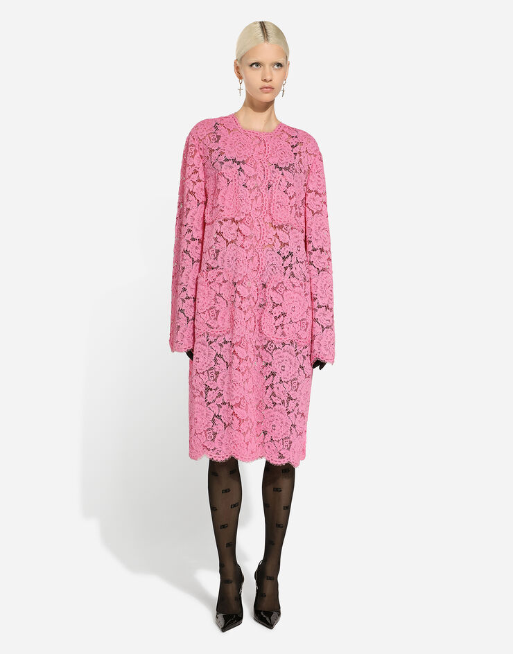 Dolce & Gabbana Branded floral cordonetto lace coat Pink F0C3STHLM7L