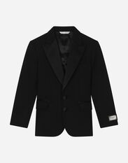 DolceGabbanaSpa Single-breasted tuxedo jacket with logo tag Black L41J75G7J8K