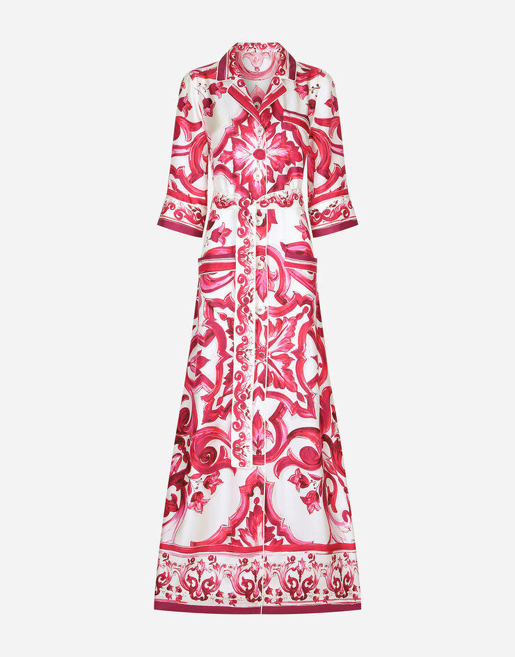 Dolce&Gabbana Long Majolica-print twill shirt dress Multicolor F0AH2THI1BD