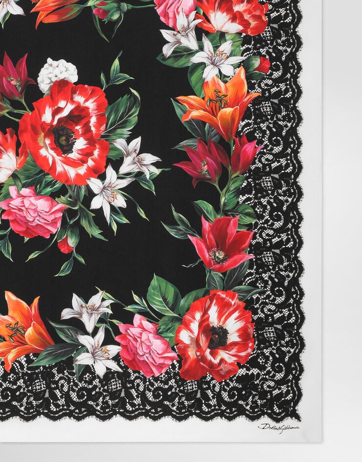 Dolce & Gabbana Foulard 90 x 90 en sergé de soie Multicolore FN090RGDC7A