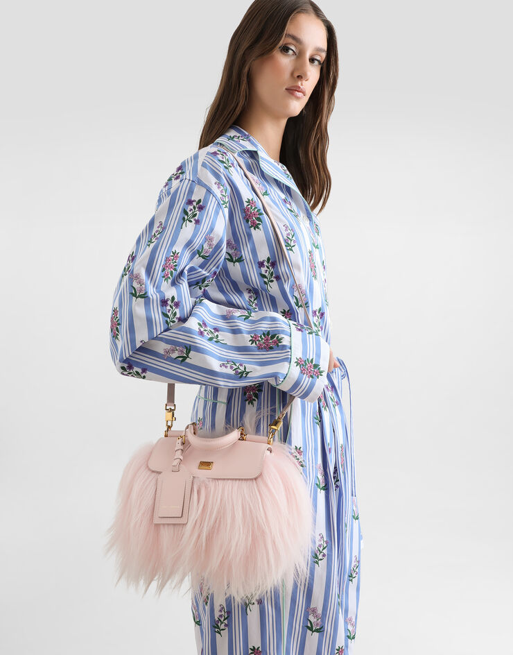 Dolce & Gabbana Mini My Sicily handbag in long-hair goat fur and plongé calfskin Multicolor BB7864B0683