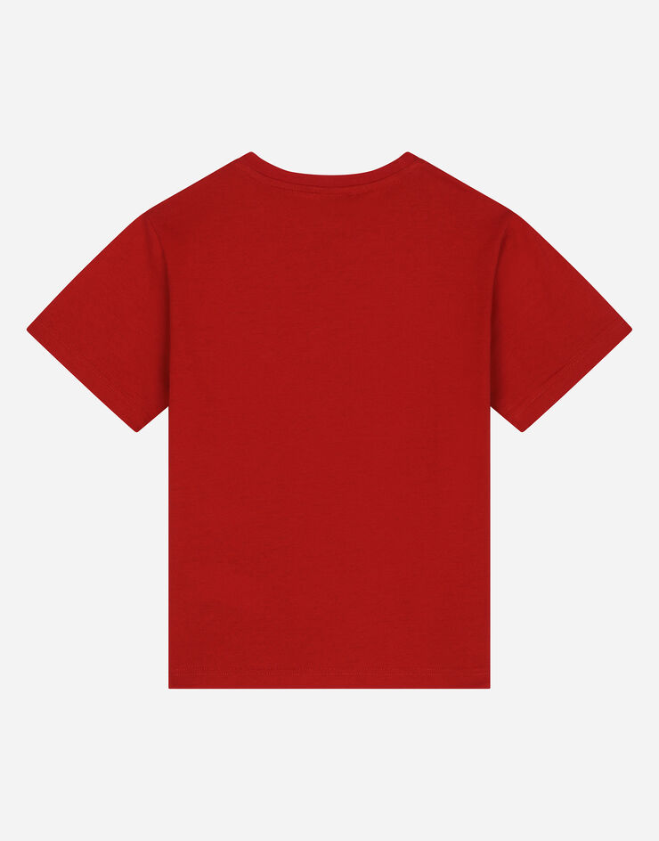 Dolce & Gabbana T-Shirt aus Jersey mit Logoplakette Rot L4JT7TG7I2O