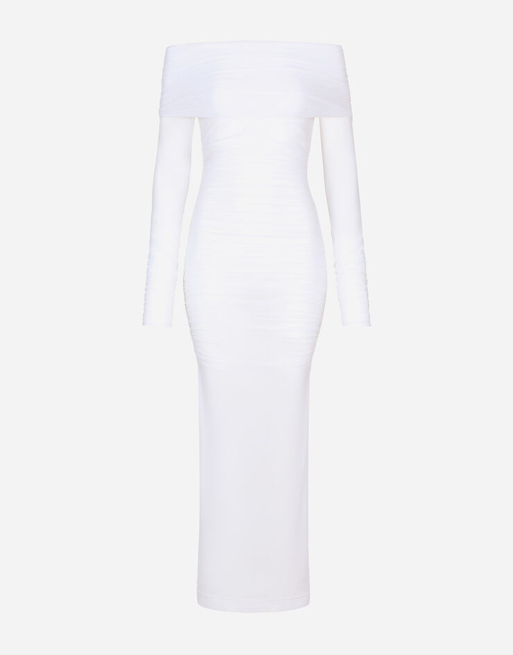 Dolce & Gabbana KIM DOLCE&GABBANA Longuette-Kleid aus Tüll Weiss F6CLLTFLRC2