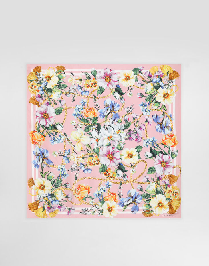 Dolce & Gabbana Light Pink Silk Blend Square Foulard 87.5cm x86.5cm Scarf main image 0
