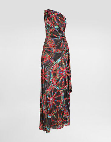 Dolce & Gabbana Kleid aus twill mit One-Shoulder-Schnitt und Carretto-Print Dolce & Gabbana Kleid aus twill mit One-Shoulder-Schnitt und Carretto-Print Multicolor F621NTFSTB5