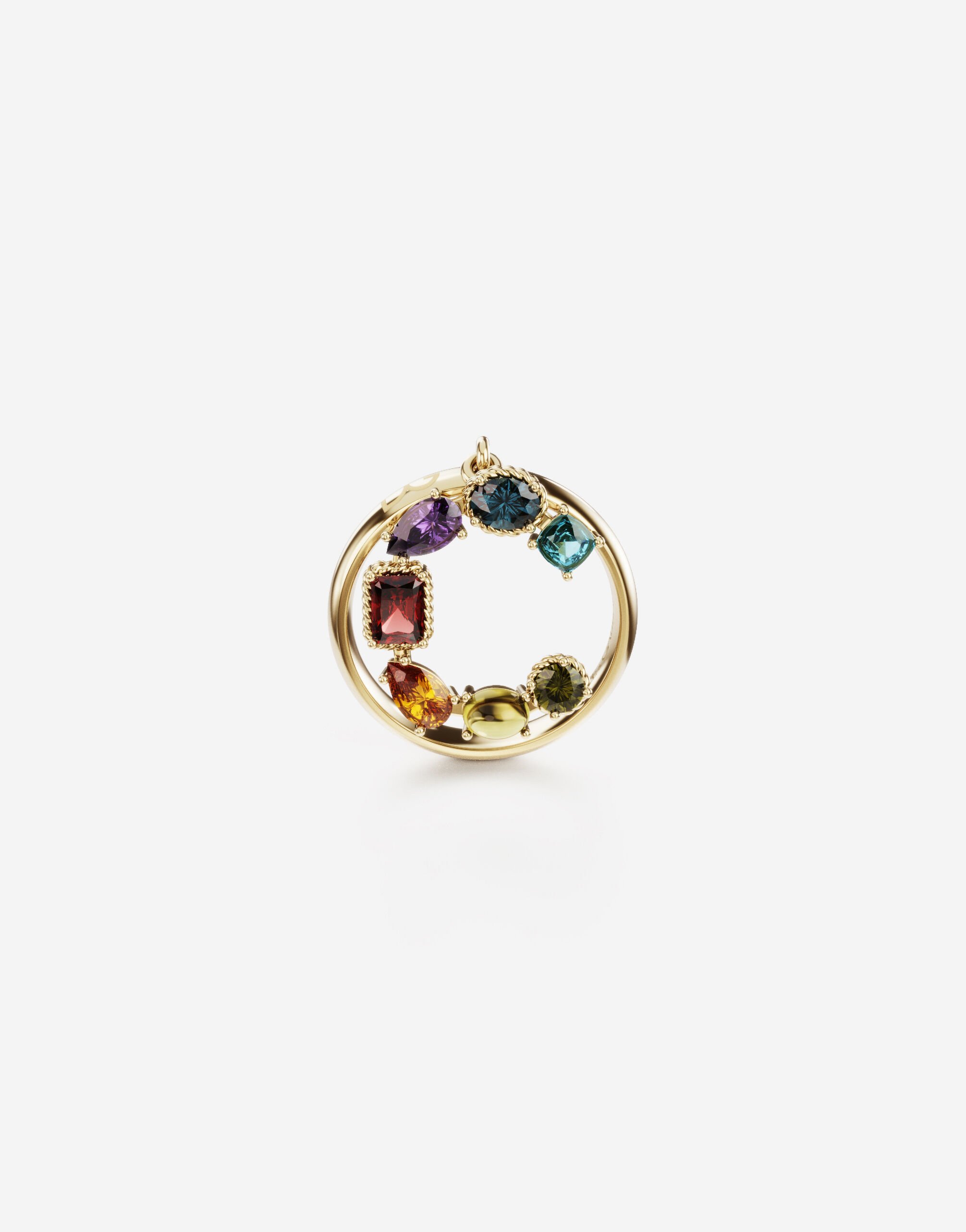 Dolce & Gabbana Rainbow alphabet C ring in yellow gold with multicolor fine gems White WRQA1GWSPBL