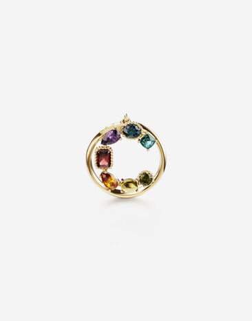 Dolce & Gabbana Anillo Rainbow alphabet C en oro amarillo con piedras preciosas multicolor Blanco WRQA1GWSPBL