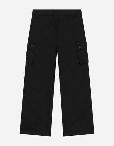 DolceGabbanaSpa Stretch gabardine cargo pants with branded tag Black L44P20FUFJR