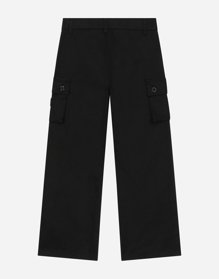 DolceGabbanaSpa Stretch gabardine cargo pants with branded tag Black L44P20FUFJR