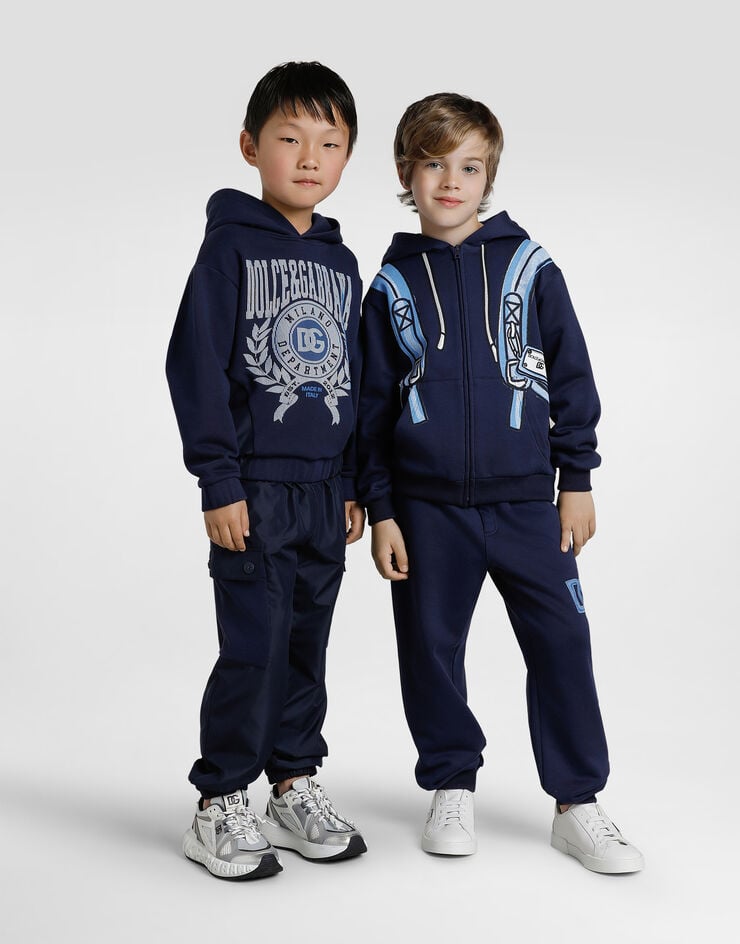Dolce & Gabbana fleece trousers with Dolce&Gabbana print Blue L44P94G7PDI