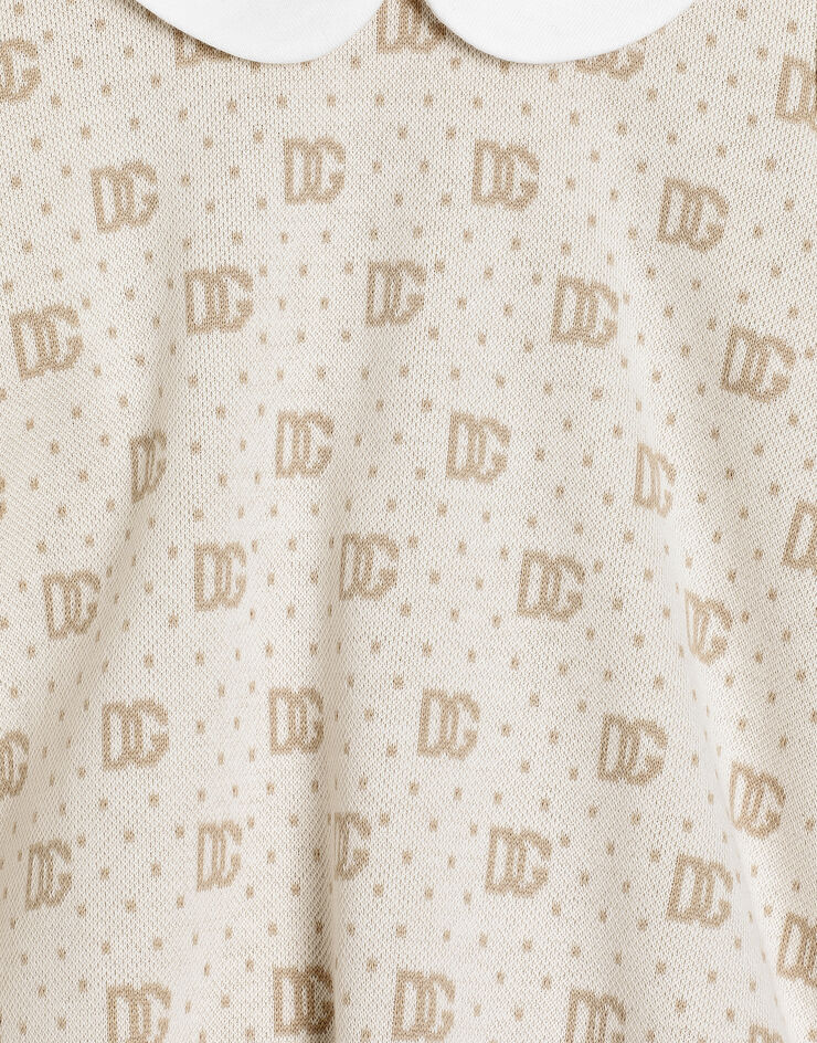 Dolce & Gabbana Kleid aus Jacquardstrick mit DG-Logo und Punkten Multicolor L2JD9SFJ7EA