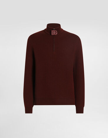 Dolce & Gabbana Jersey de cuello alto con cremallera y logotipo Burdeos GXW06TJDVBQ