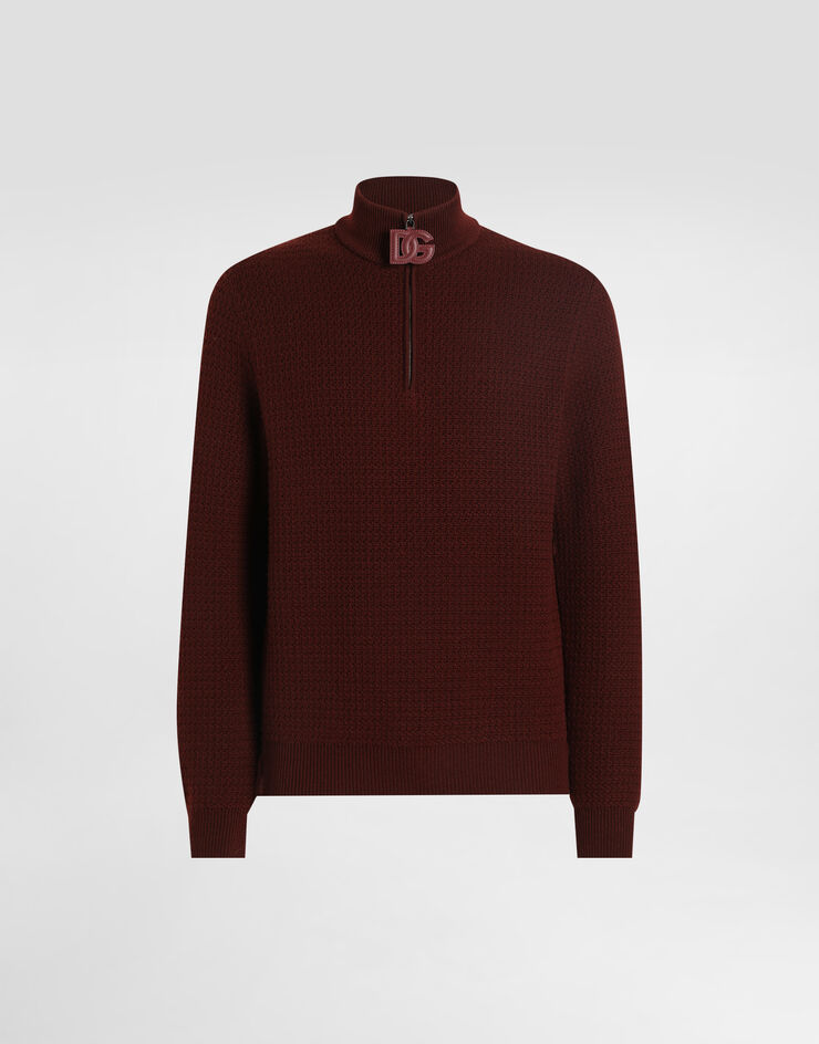 Dolce & Gabbana Jersey de cuello alto con cremallera y logotipo Burdeos GXW06TJDVBQ