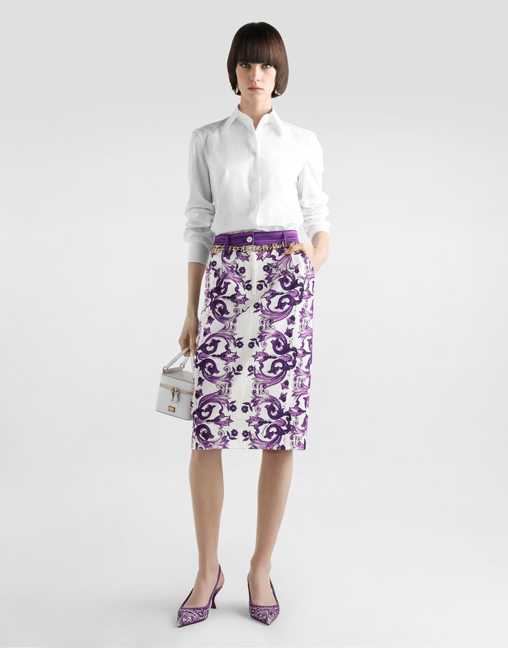 Dolce & Gabbana Midirock mit Majolika-Print Multicolor F4C5KTFPR0O