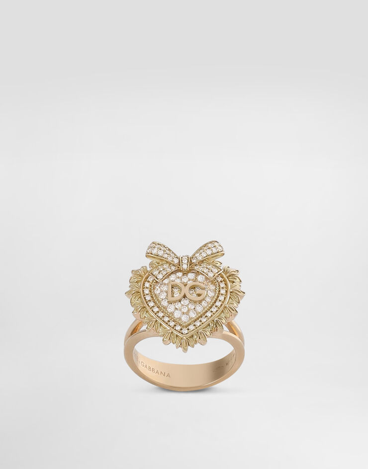 Dolce & Gabbana Devotion ring in 18kt yellow gold with diamonds Gold WRND2GWYEDI