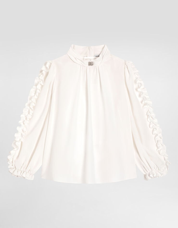 Dolce & Gabbana Blusa de crepé de China  White L56S48FU1A8