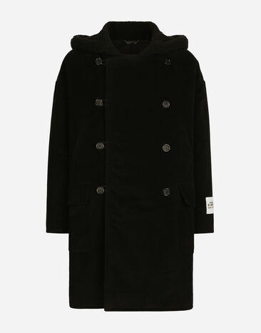 Dolce & Gabbana Fustian coat with shearling hood Black GXC60TJAM8M