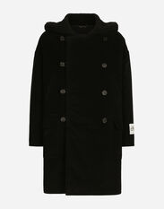 Dolce & Gabbana Fustian coat with shearling hood Black G020RTHUMDQ