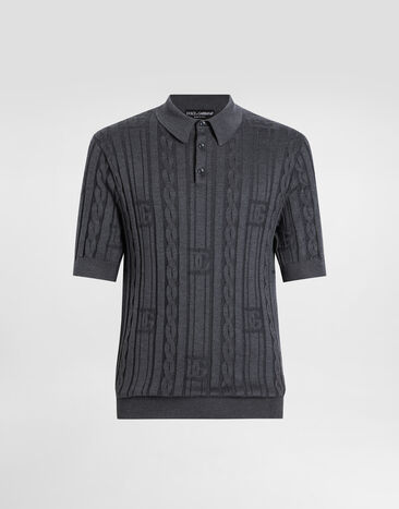 Dolce & Gabbana Polo en soie et coton Gris GXZ02TJFMKS