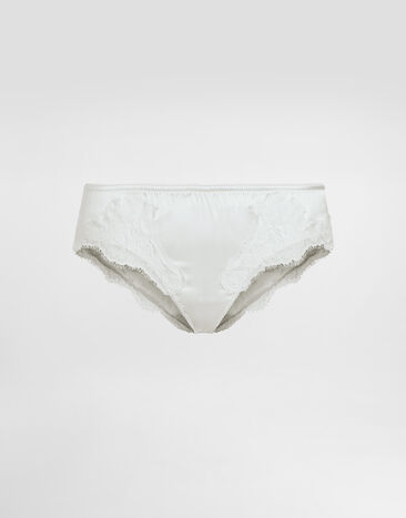 Dolce & Gabbana Satin briefs with lace detailing White O2A02TFUAD8