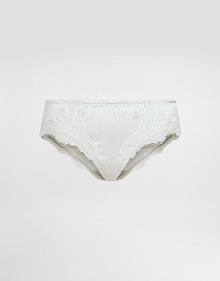 Dolce & Gabbana Slip en satin avec dentelle Blanc O2A02TFUAD8
