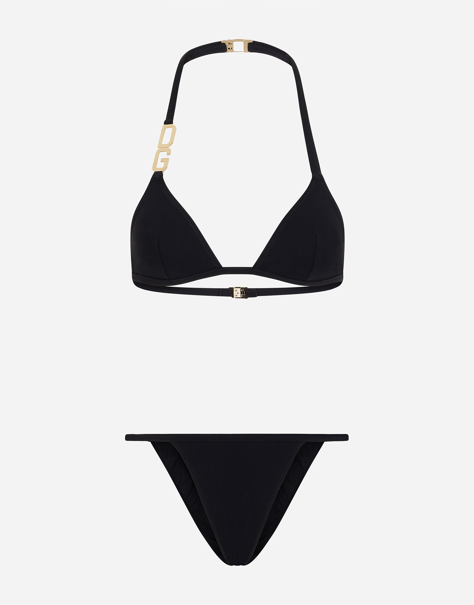 Dolce & Gabbana Triangle bikini with DG logo Black O9B45JFUGA2