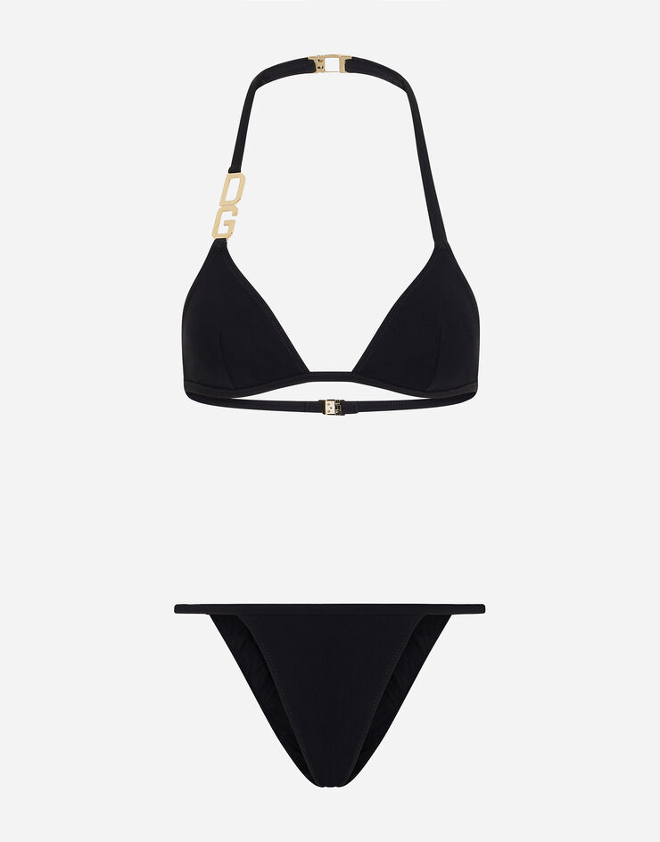 Dolce & Gabbana Triangle bikini with DG logo Black O8B37JFUGA2